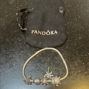 Pandora Silver Charm Bracelet with Unique Charms